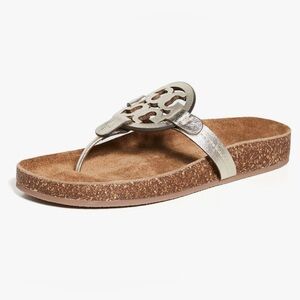 Tory Burch Miller Cloud Sandal Silver NWT 8.5